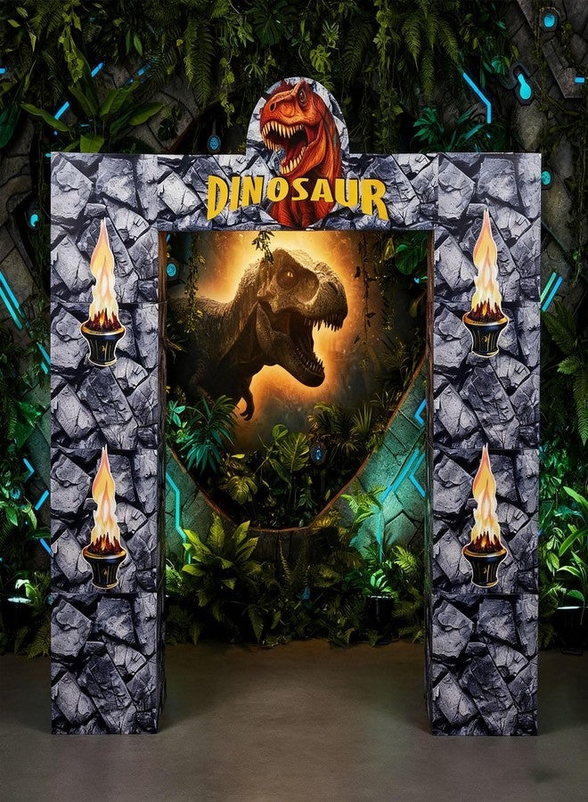 Saypacck 9 pcs Dinosaur Party Decorations 10 x 13.9 Inch Stone Cardboard Boxes with Banner Trunk or Treat Car Decor Dino Arch Props for Halloween Jungle Safari Party Birthday Baby Shower Backdrop - Image 5